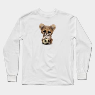 Cheetah Cub With Football Soccer Ball Long Sleeve T-Shirt